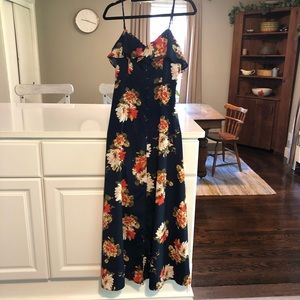 Navy floral Dress with buttons